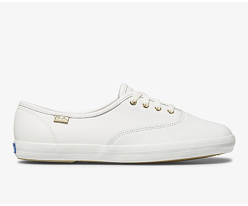 Keds Womens White Lace Up Shoes - Keds Champion Luxe Leather 754DWKJEI